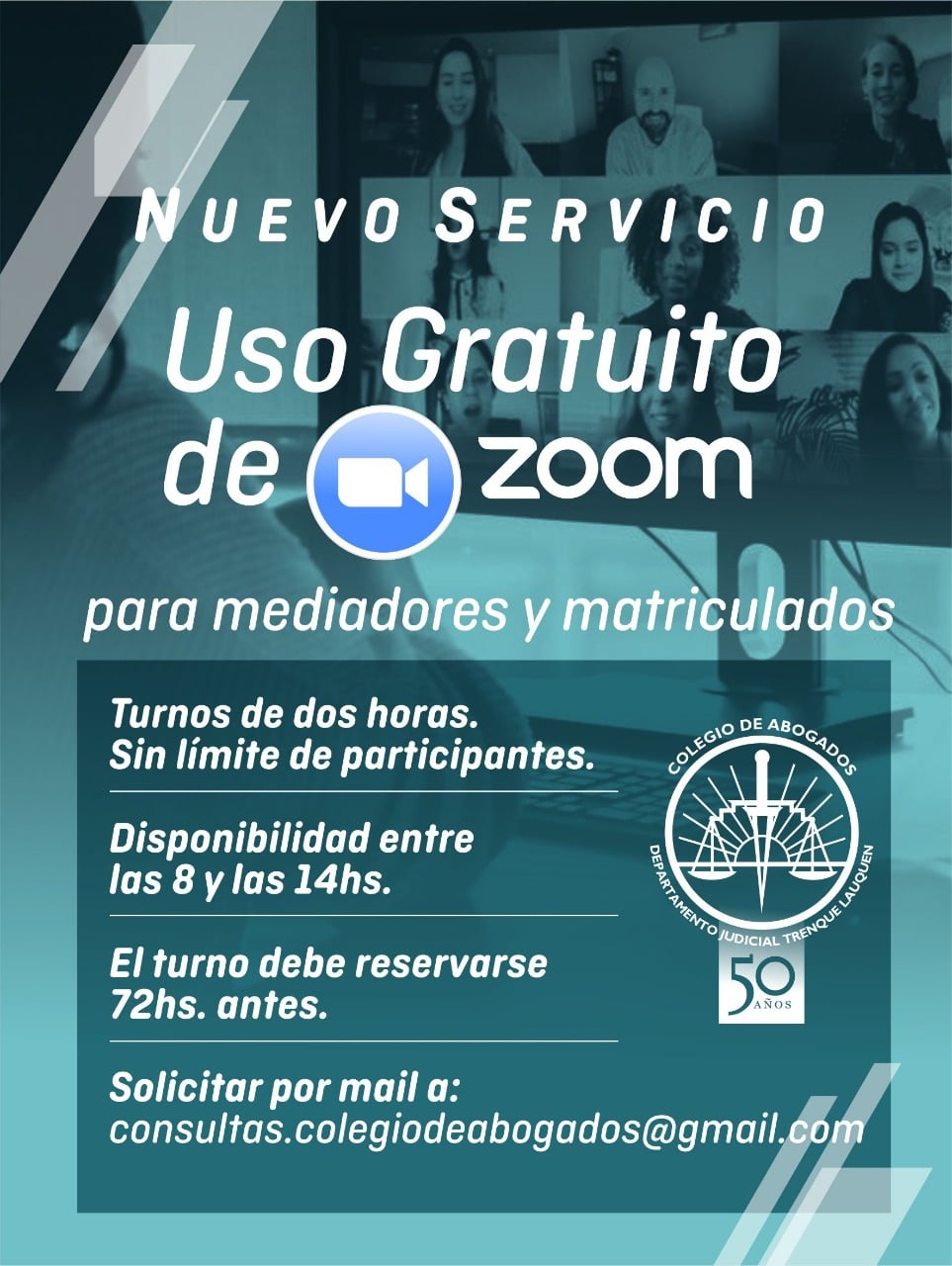 El CADJTL y un nuevo servicio gratuito para sus Mediadores/As y Matriculadas/Os: el uso de la plataforma virtual Zoom con una prestación sin limitaciones